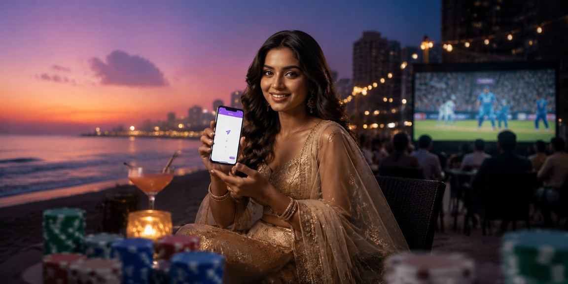 Players enjoying Teen Patti on mobile devices in Chennai with Bollywood ambiance