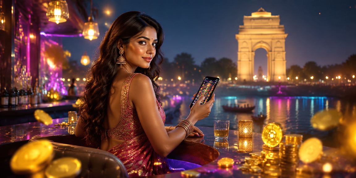 Casino app user registering in front of India Gate at Delhi